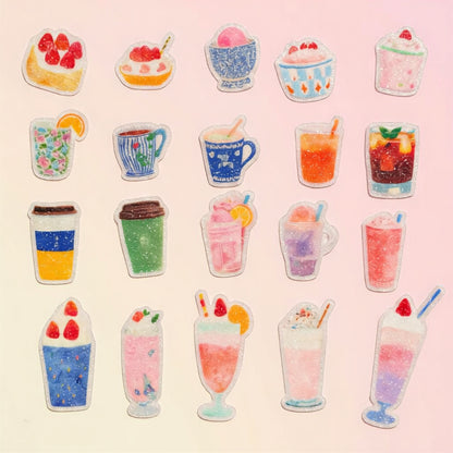 Themed Die-Cut Decorative Glitter Flake Stickers Set - 20 PCS