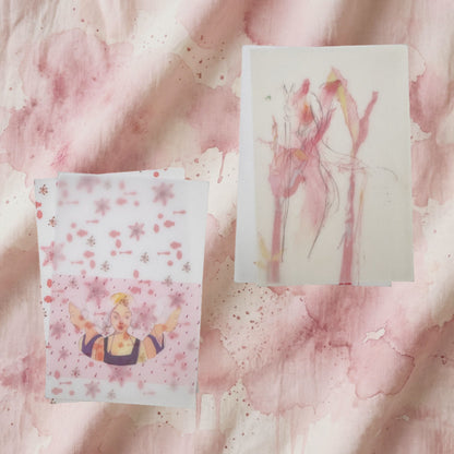 Falling Petals & Fading Rouge - Premium Vellum Stationery Set - 5 PCS
