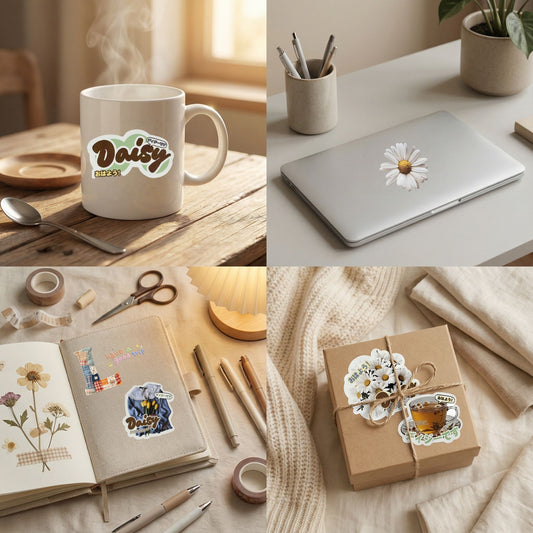 Daisy 24 Pcs Floral Aesthetic Die-Cut Stickers Set Ephemera Pack - 24 PCS