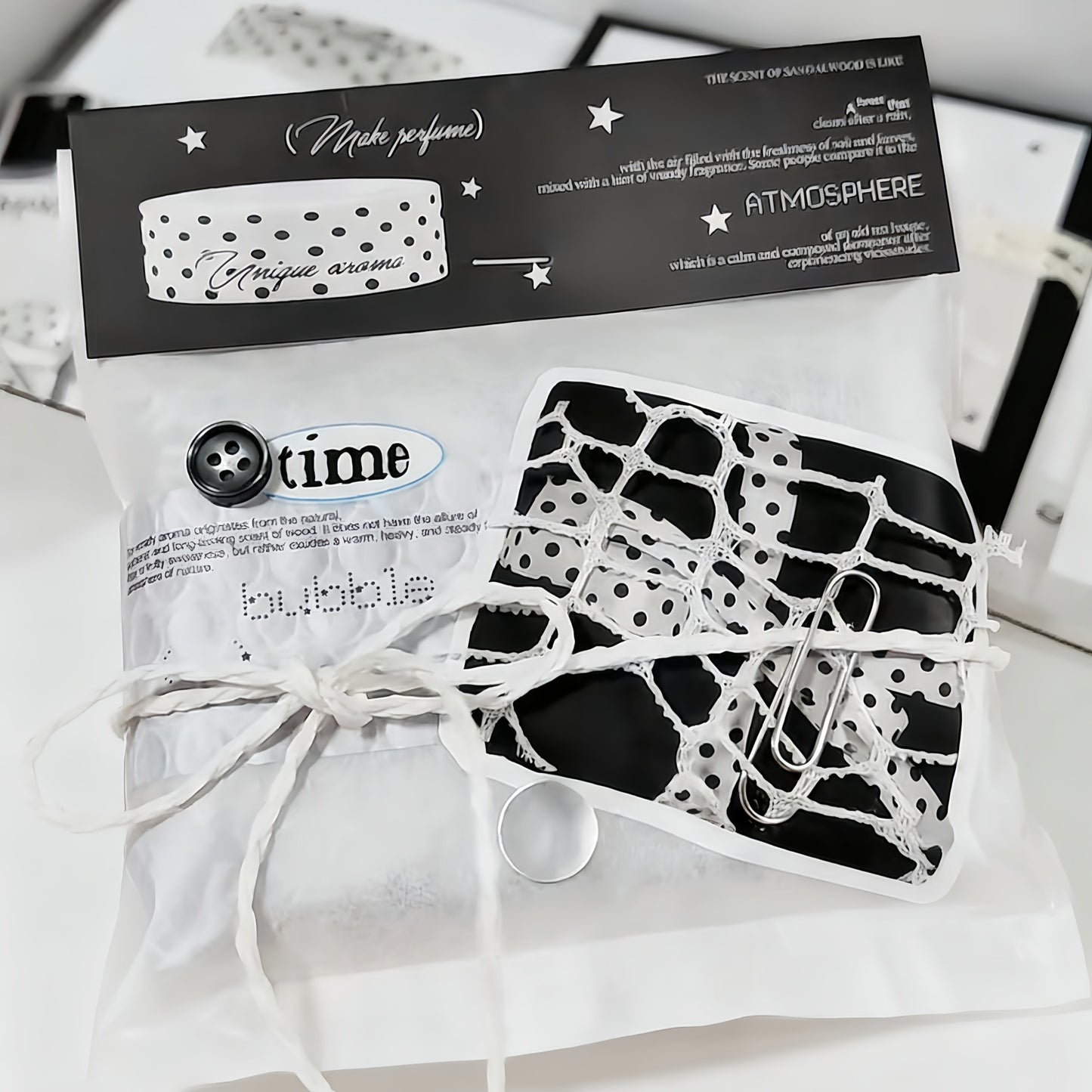 Fragrance 30 Pcs Black & White Tones Aesthetic Die-Cut Stickers Set Ephemera Pack - 30 PCS