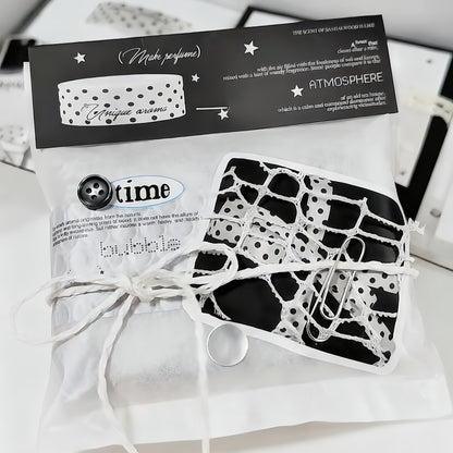Fragrance 30 Pcs Black & White Tones Aesthetic Die-Cut Stickers Set Ephemera Pack - 30 PCS