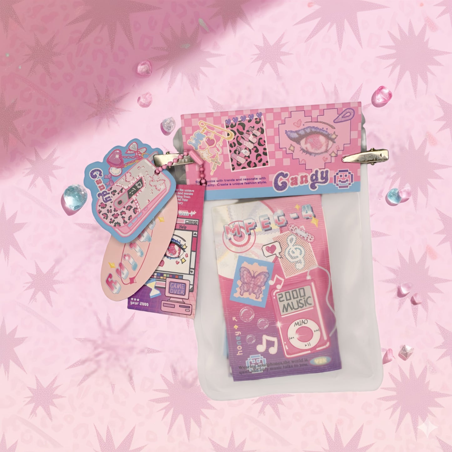 Y2K Sweetheart Retro Millennium Aesthetic Matte Custom Die-Cut Gift Hang Tags & Paper Charms Set - 15 PCS