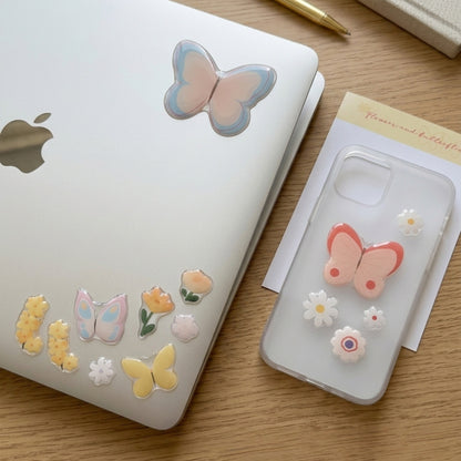 Flowers and Butterflies - 3D Puffy Transparent Stickers - 1 SHEET