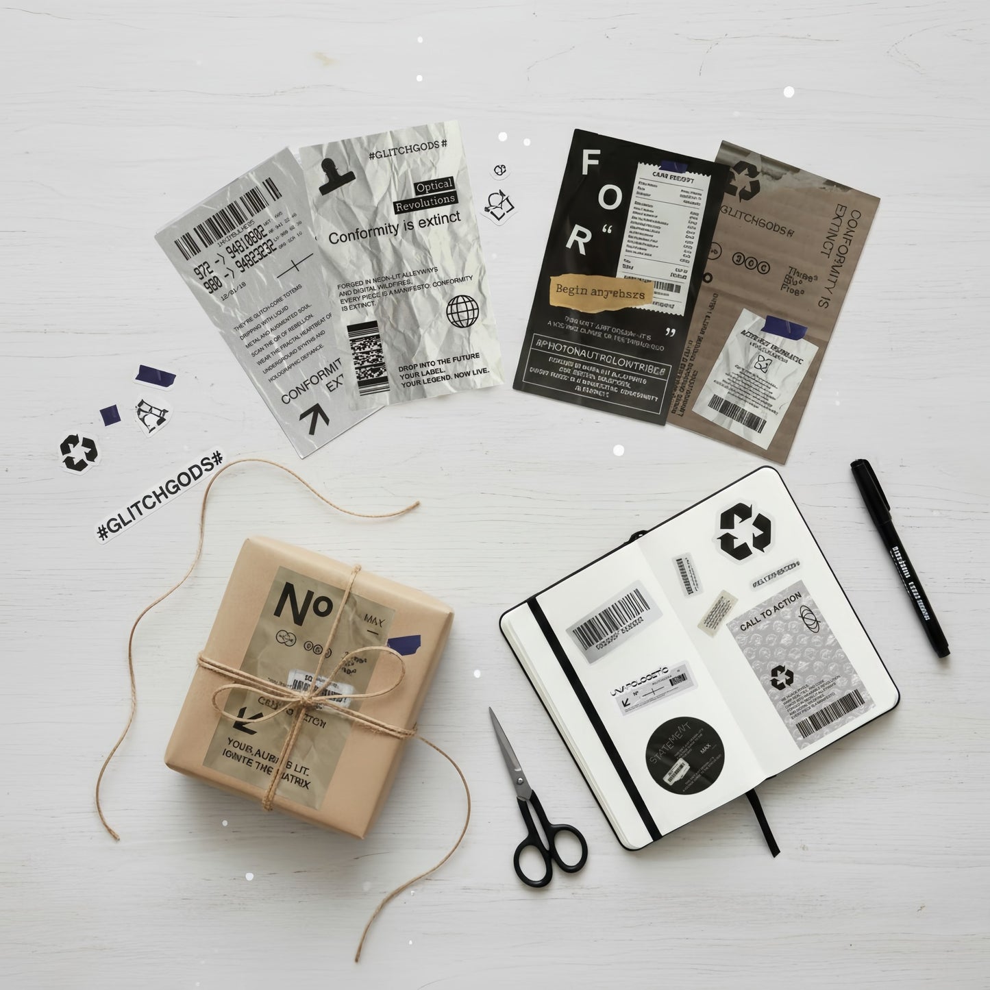 Recirculation Minimalist Clean Fit Aesthetic Matte Seal Stickers - 5 PCS