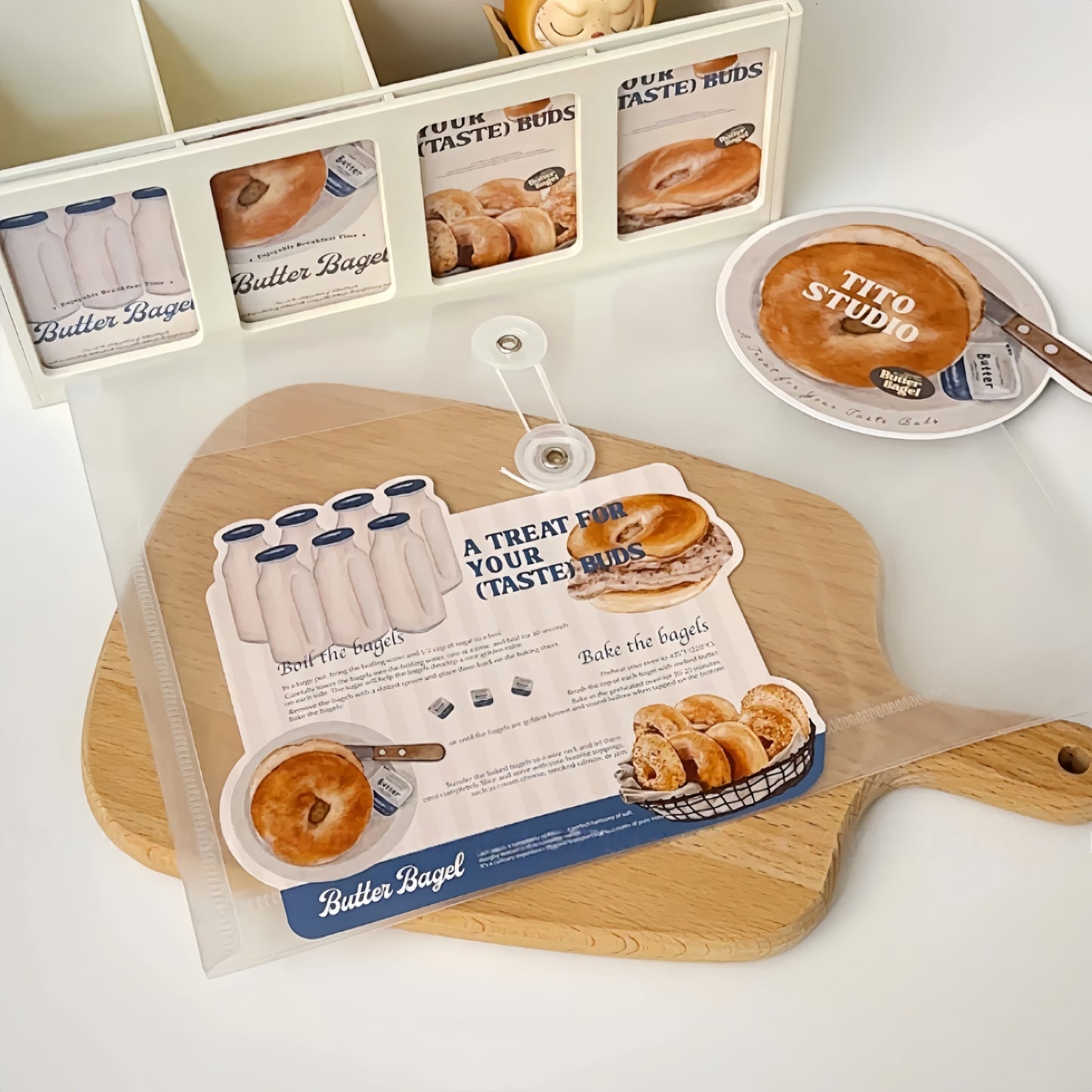 Bagel Baking Gourmet Aesthetic Jumbo Matte Decorative Die-Cut Parcel Box Seal Stickers - 5 PCS