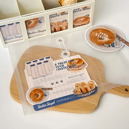 Bagel Baking Gourmet Aesthetic Jumbo Matte Decorative Die-Cut Parcel Box Seal Stickers - 5 PCS