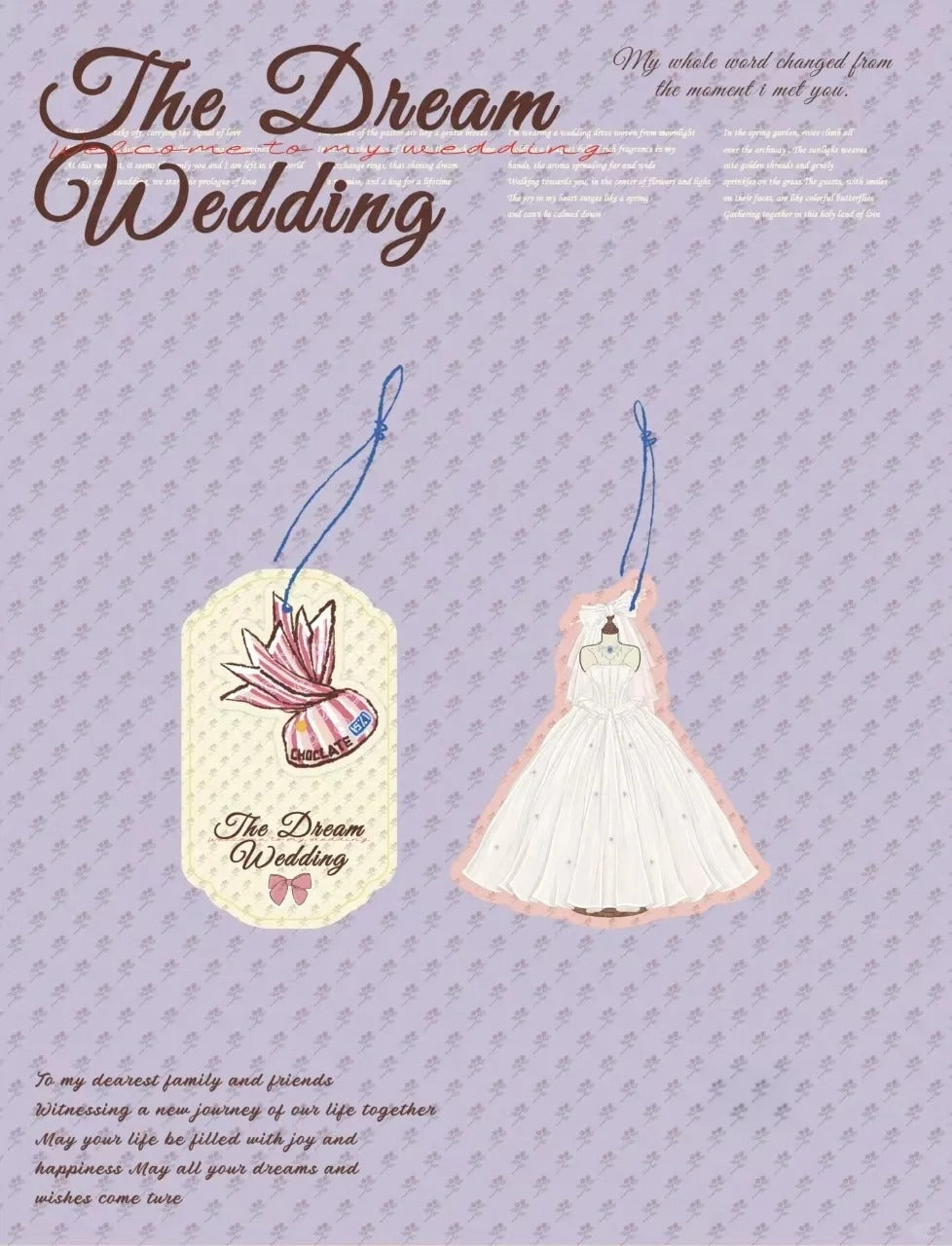 The Dream Wedding - Wedding Themed Illustrated Aesthetic Die-Cut Gift Hang Tags & Paper Charms Set - 15 PCS