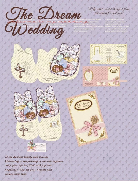 The Dream Wedding - Wedding Themed Illustrated Aesthetic Multi-Functional Die-Cut Folio Foldable Art Print Set - 5 SETS