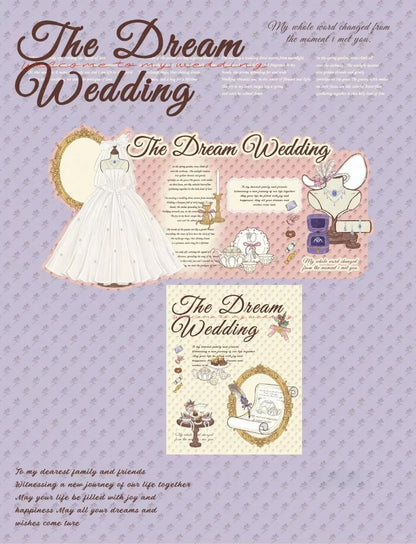 The Dream Wedding - Wedding Themed Illustrated Aesthetic Jumbo Matte Decorative Parcel Box Seal Stickers - 5 PCS