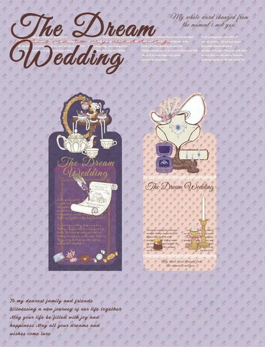 The Dream Wedding - Wedding Themed Illustrated Aesthetic Long Decorative Matte Die-Cut Strip Seal Stickers - 5 PCS