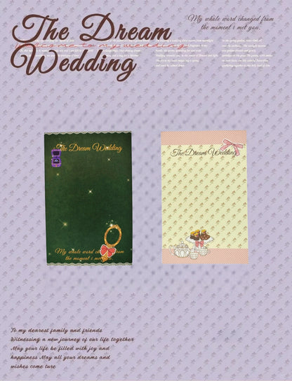 The Dream Wedding - Wedding Themed Illustrated Aesthetic Decorative Matte Backcards - 5 PCS