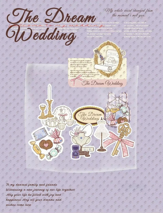 The Dream Wedding  24pcs Wedding Themed Illustrated Aesthetic Die-Cut Stickers Set Ephemera Pack - 24 PCS