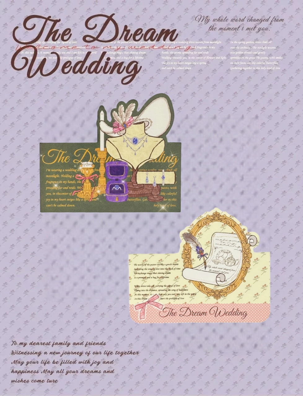 The Dream Wedding - Wedding Themed Illustrated Aesthetic Die-Cut Header Cards - 5 PCS