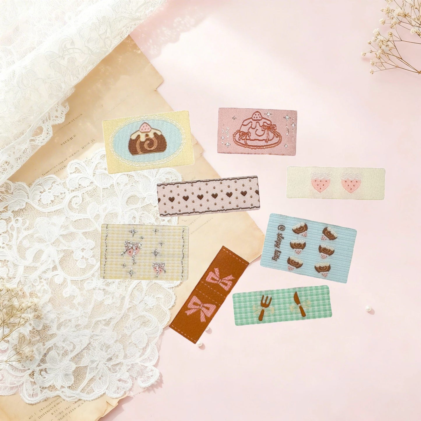 Sweet Tooth - 8PCS Adhesive Silver-Foiled Woven Patch Collection - 8 PCS