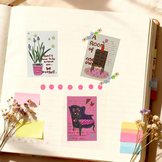 A Room of One's Own Illustrated Aesthetic Matte Seal Stickers Series - 5 PCS