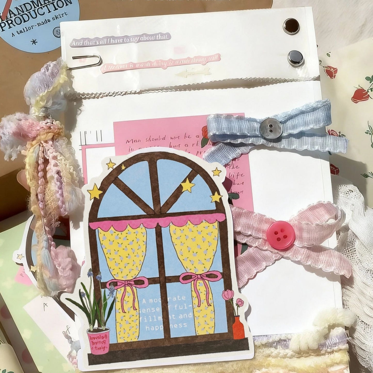 A Room of One's Own Illustrated Aesthetic Sculptral Die-Cut Header Cards - 5 PCS