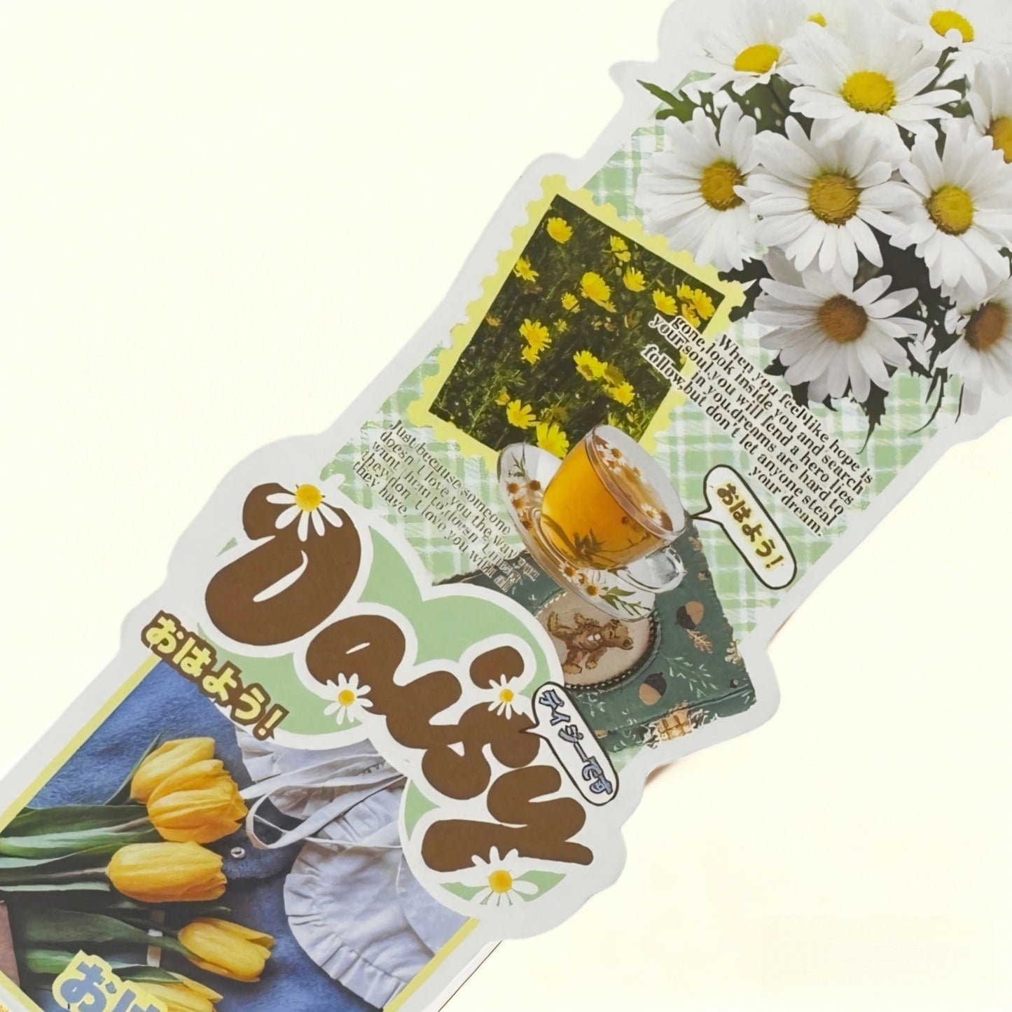 Daisy Floral Aesthetic Mid-Long Decorative Matte Die-Cut Strip Seal Stickers - 5 PCS