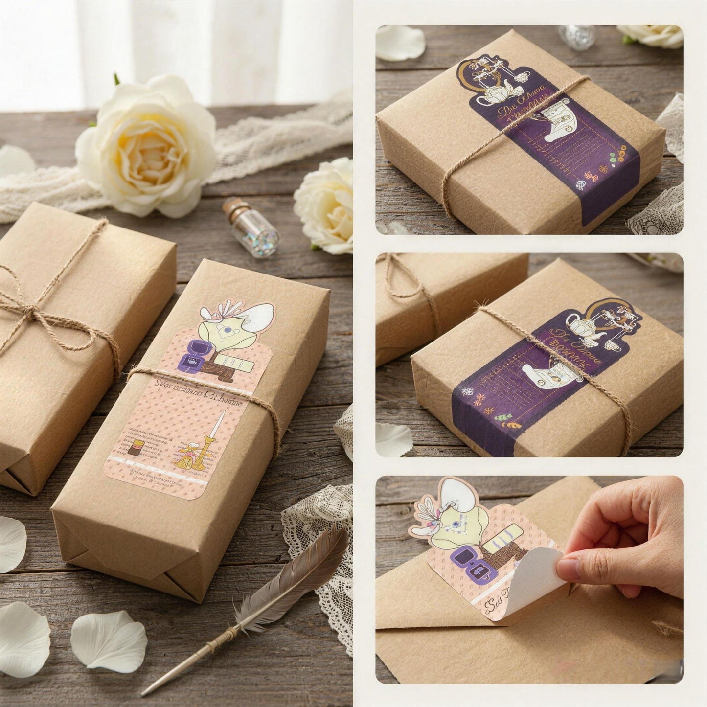 The Dream Wedding - Wedding Themed Illustrated Aesthetic Long Decorative Matte Die-Cut Strip Seal Stickers - 5 PCS