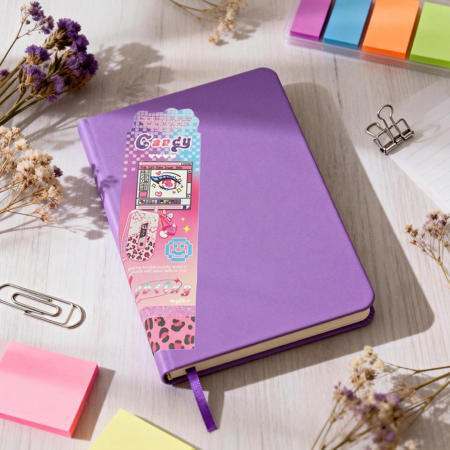Y2K Sweetheart  Retro Millennium Aesthetic Long Decorative Matte Die-Cut Strip Seal Stickers - 5 PCS