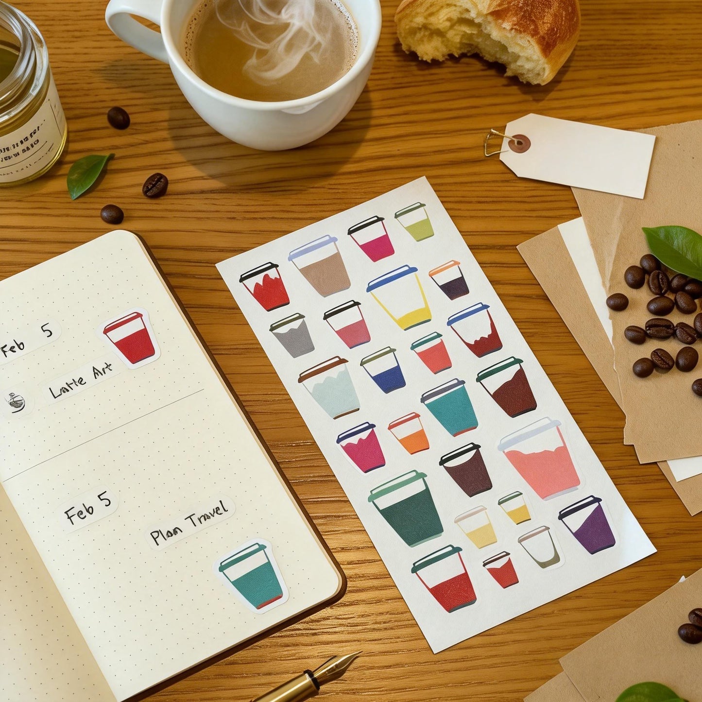 Half Full - Premium Pre-cut Grainy Paper Sticker Sheet - 1 SHEET